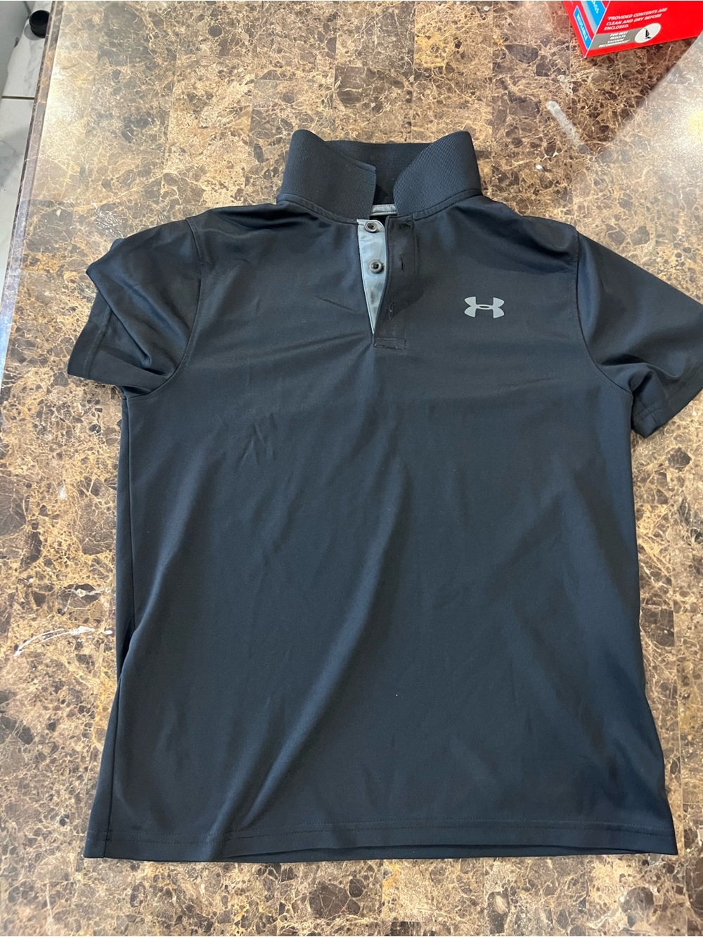 Under Armour Men’s Black Performance Polo with Grey Placket
